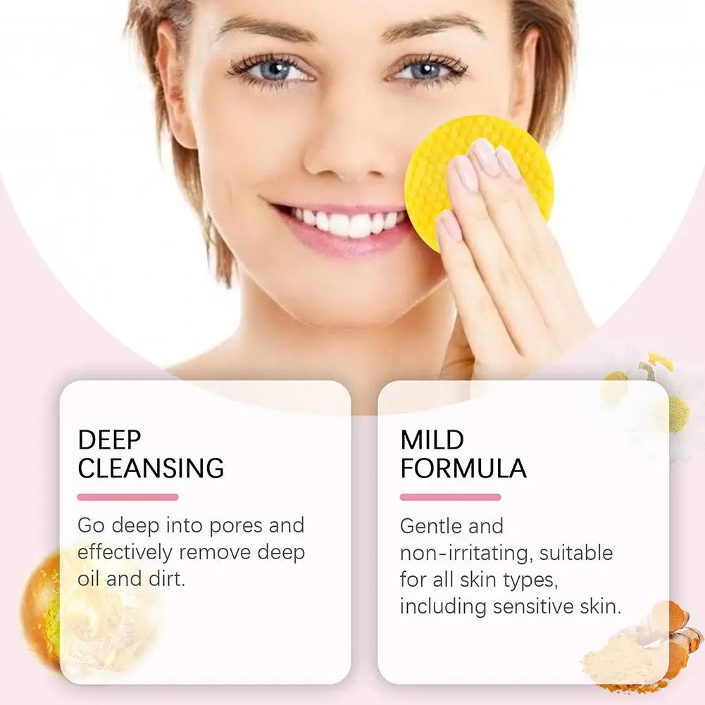 Turmeric Kojic Acid Facial Exfoliating Cleansing Pads Lemon deeply Cleansing skin brightening Whitening Cotton pad skin care