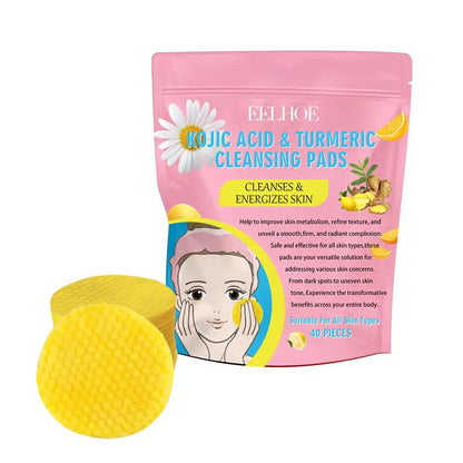 Turmeric Kojic Acid Facial Exfoliating Cleansing Pads Lemon deeply Cleansing skin brightening Whitening Cotton pad skin care
